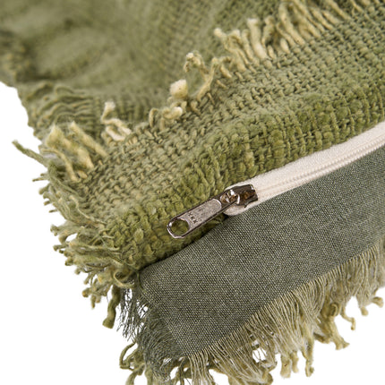 Jungle-kussenhoes met franjes - groen
