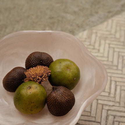 De organische fruithouder van hars - roze-wit