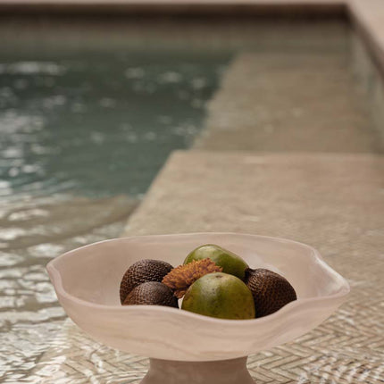 De organische fruithouder van hars - roze-wit