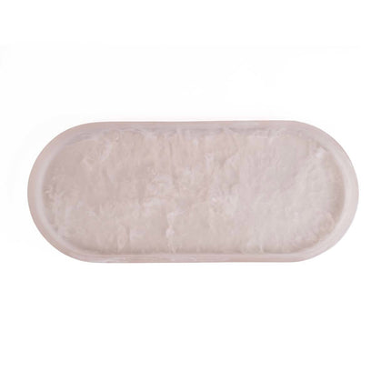 Het ovale bord van hars - roze-wit