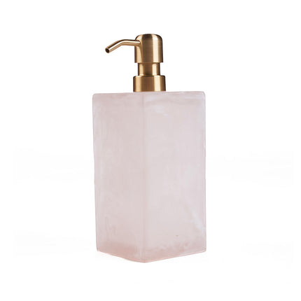 De zeepdispenser van hars - roze-wit