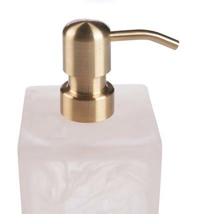De zeepdispenser van hars - roze-wit