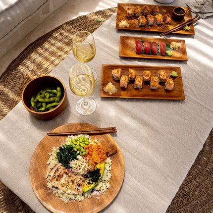 Het sushibord van teakwortel - S