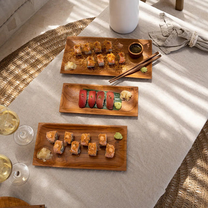 Het sushibord van teakwortel - S