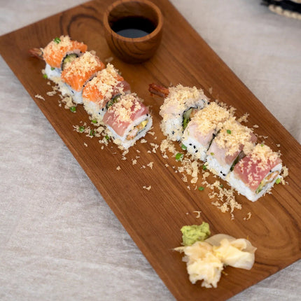Het teakwortel sushibord - L