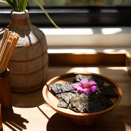 De teakwortel taartschaal - S