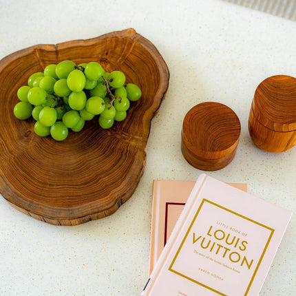 De lage teakhouten wortelvaas - M