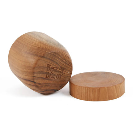 De lage teakhouten wortelvaas - M