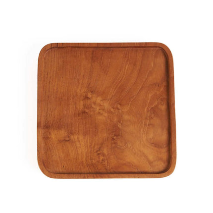 Het teakhouten vierkante bord - naturel - XS