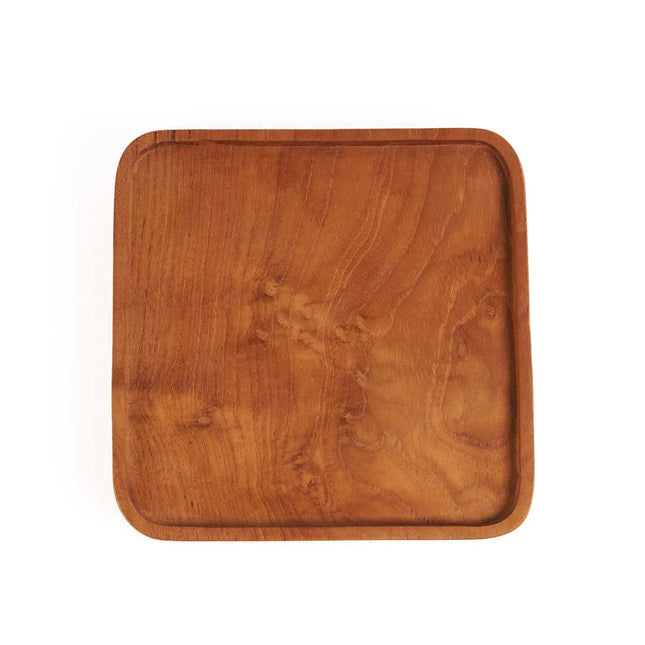 Het teakhouten vierkante bord - naturel - XS