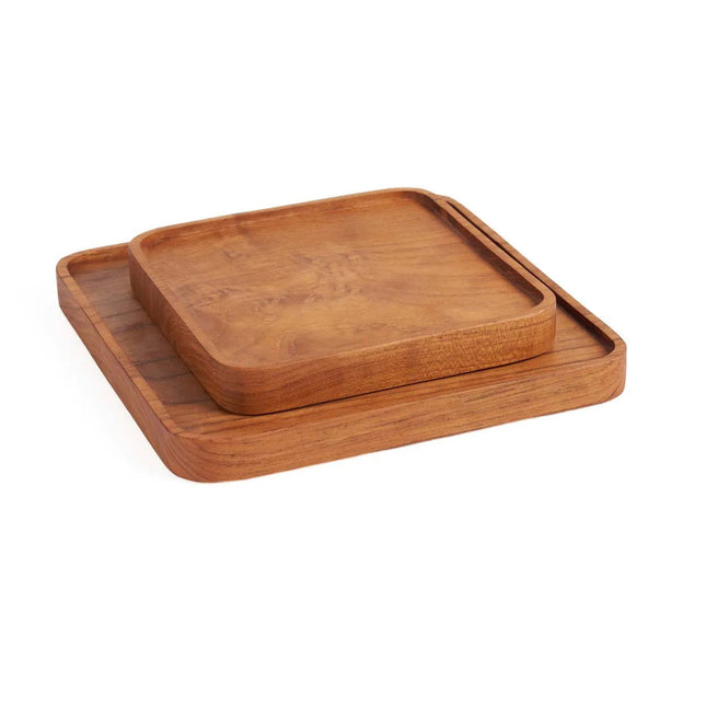 Het teakhouten vierkante bord - naturel - XS