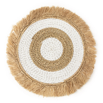 Placemat van zeegras en raffia - naturel wit