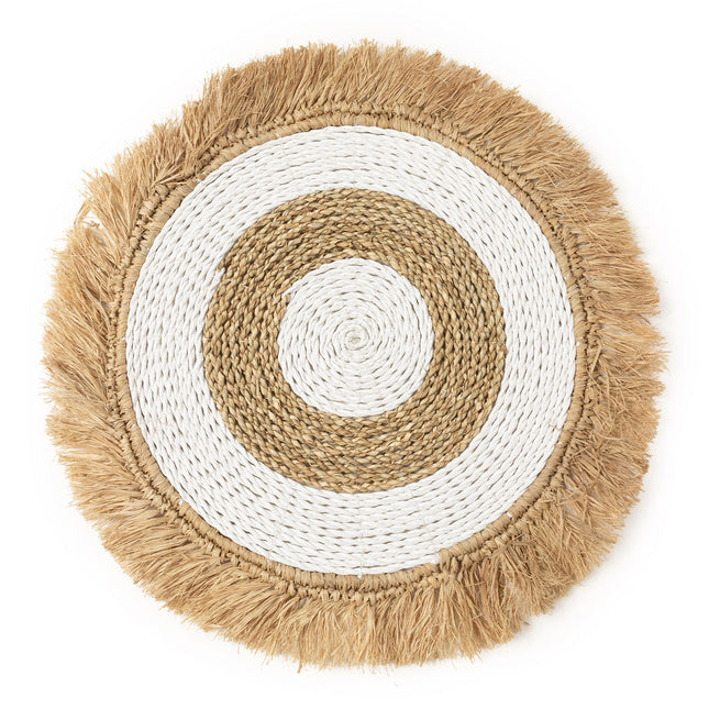 Placemat van zeegras en raffia - naturel wit