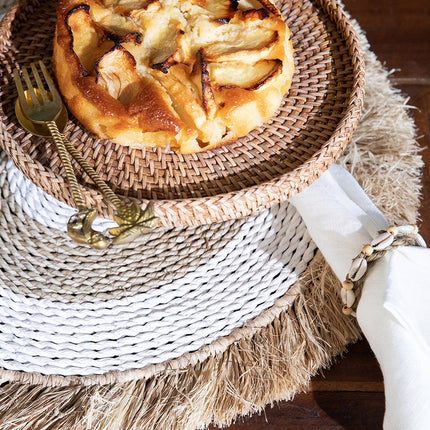 Placemat van zeegras en raffia - naturel wit