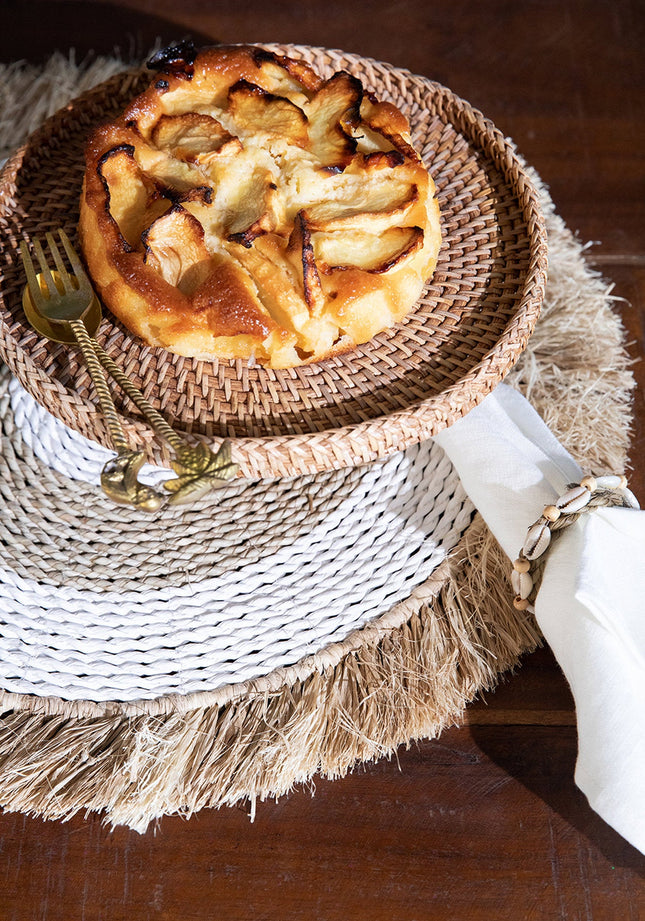 Placemat van zeegras en raffia - naturel wit