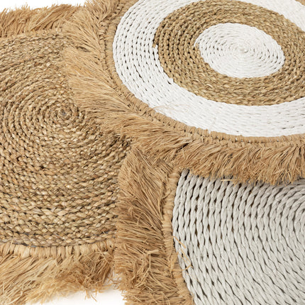 Placemat van zeegras en raffia - naturel wit