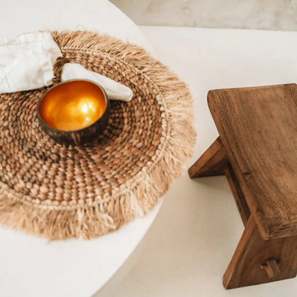 Raffia placemat van waterhyacint - naturel
