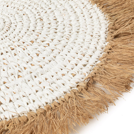 De placemat van waterhyacint en raffia - wit/naturel