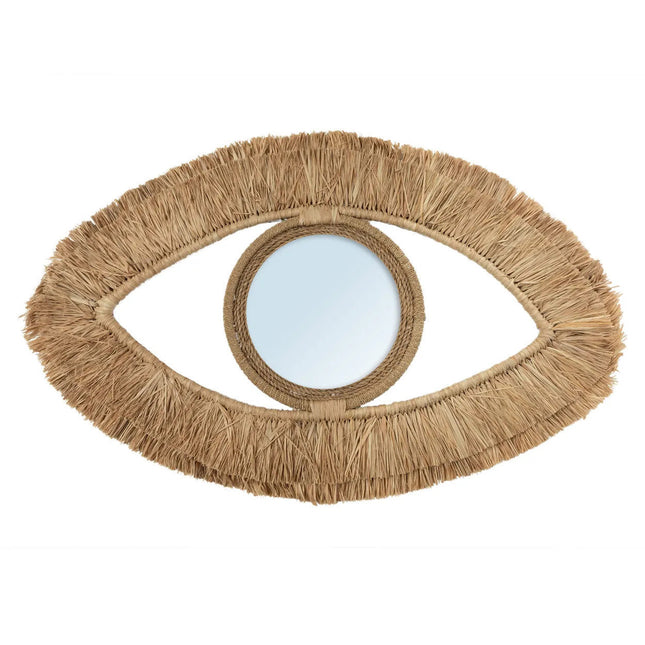 De raffia oogspiegel - naturel - M
