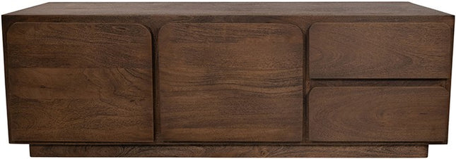 TV-dressoir 150 met 2 deuren en 2 lades, mango donkerbruin