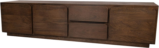 TV-dressoir 190 cm met 3 deuren en 2 lades, Mango Donker Malt