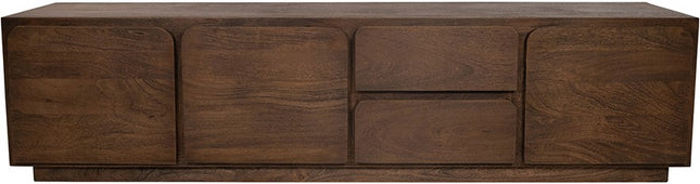 TV-dressoir 190 cm met 3 deuren en 2 lades, Mango Donker Malt