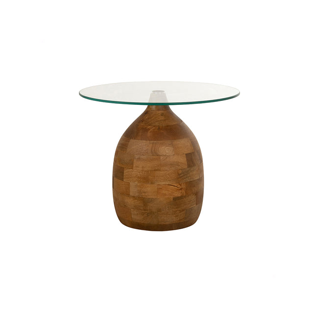 Stella salontafel Ø50 cm, H43 cm, glad naturel, helder glas