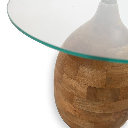 Stella salontafel Ø50 cm, H43 cm, glad naturel, helder glas