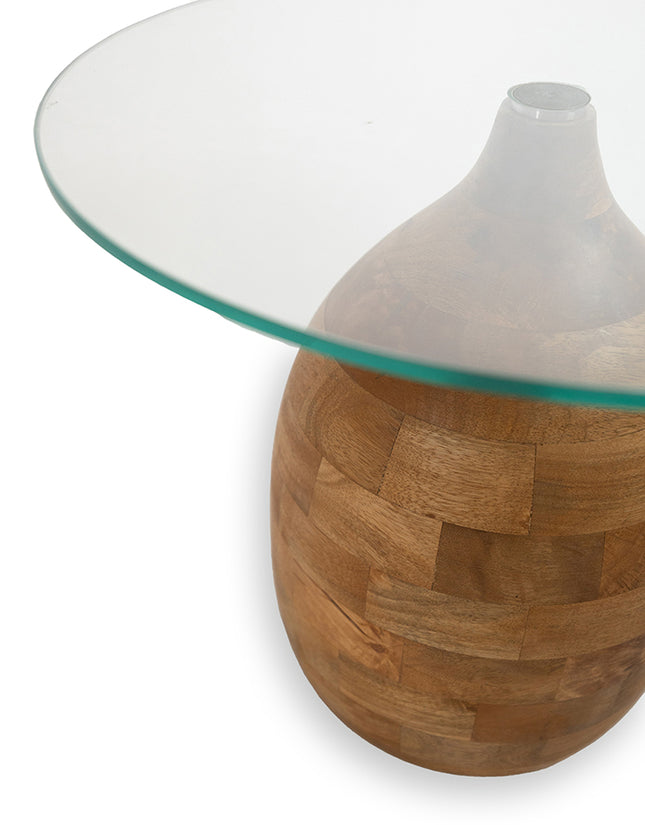 Stella salontafel Ø50 cm, H43 cm, glad naturel, helder glas