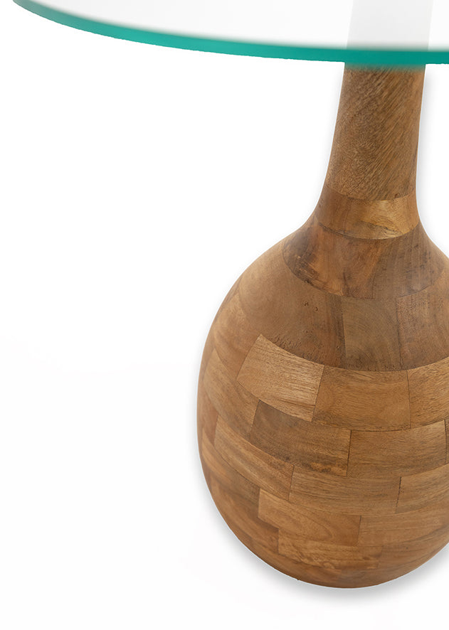 Stella salontafel Ø50, H55, Smooth Naturel, helder glas