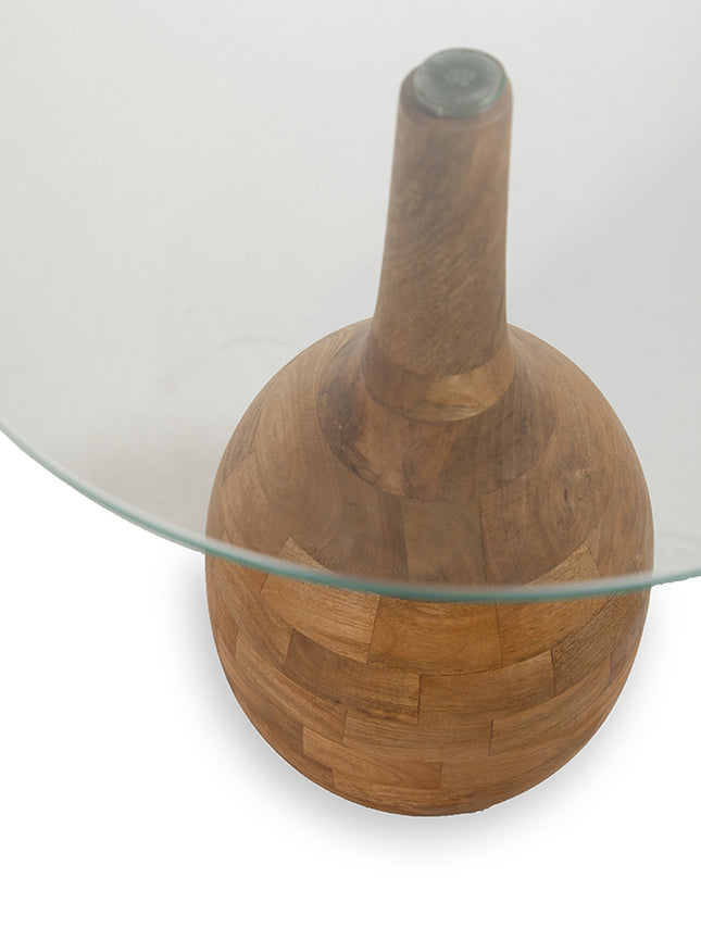 Stella salontafel Ø40, H50, Glad naturel, helder glas