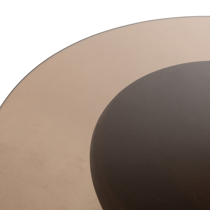 Yves bijzettafel Ø57, H47, bruine walnoot, gerookt glas