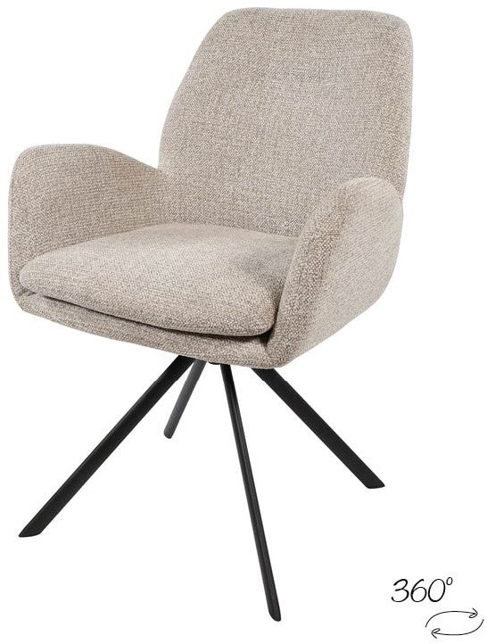 Charles armstoel - draaipoot 360° - Milan - Nature 120 (set van 2)