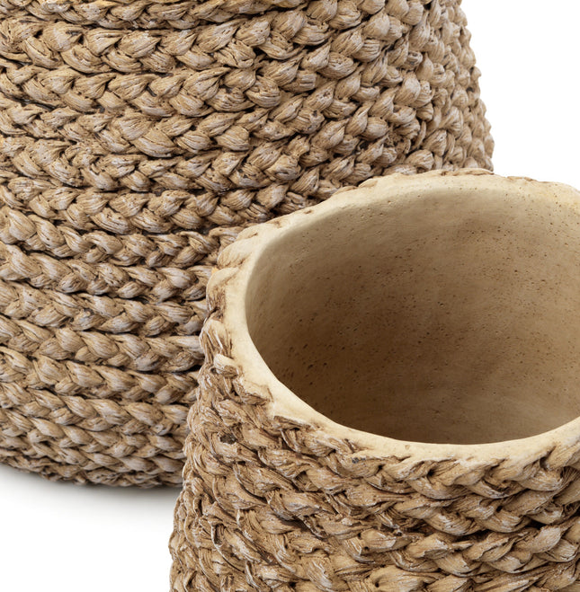 Imitatie gevlochten plantenmand - naturel - L