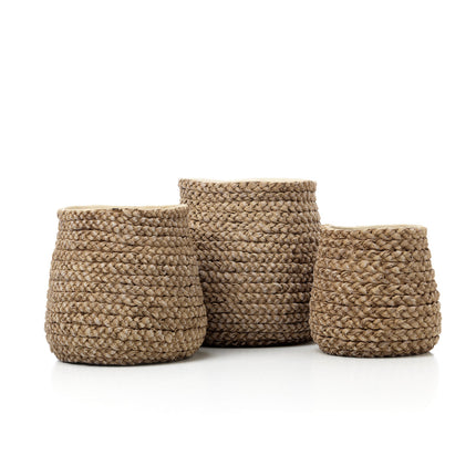 Imitatie gevlochten plantenmand - naturel - L