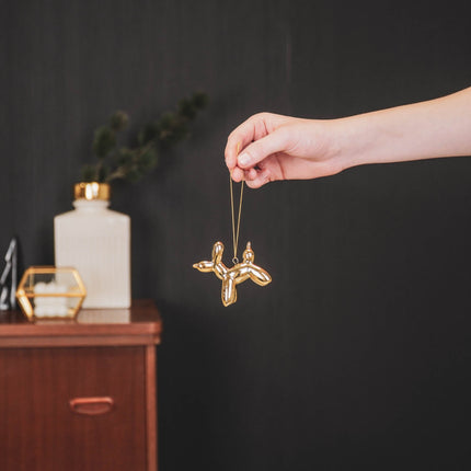 Ballon Hond Kerstbal - 6,5x3x6cm- Goud