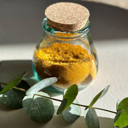 De Belly glazen pot - Blauw - M