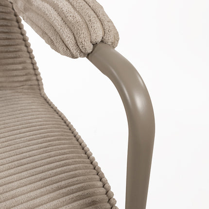 Elton fauteuil - zandkleurig onderstel - ribstof - zand