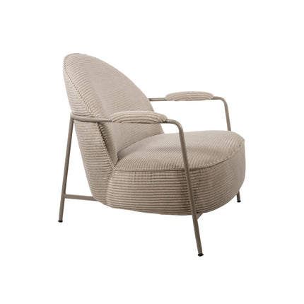 Elton fauteuil - zandkleurig onderstel - ribstof - zand