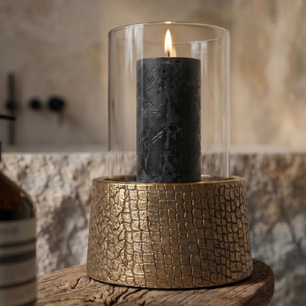 De Croco kandelaar met glas - messing - M