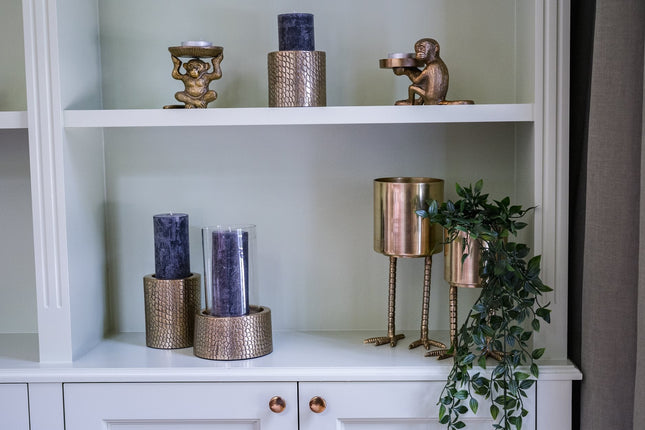 De Croco kandelaar met glas - messing - M