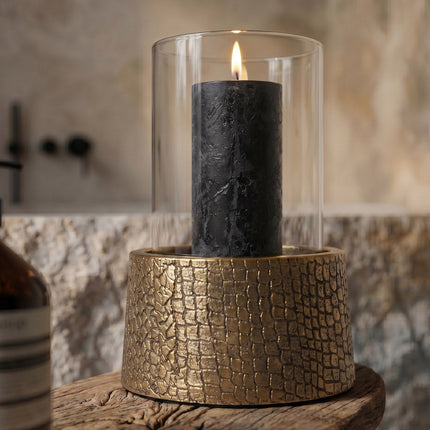 De Croco kandelaar met glas - messing - M