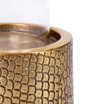 De Croco kandelaar met glas - messing - M