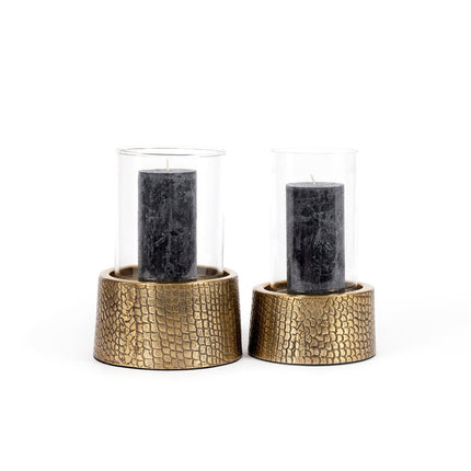 De Croco kandelaar met glas - messing - M