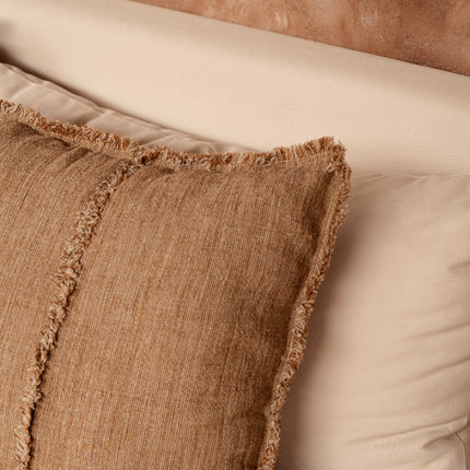 De Sahara kussenhoes met franjes - naturel bruin - 50x50