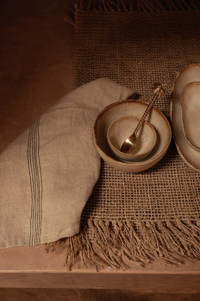 De Lint Biscuit Servet - Naturel Zwart - 45x45