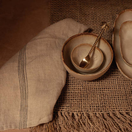 De Lint Biscuit Servet - Naturel Zwart - 45x45