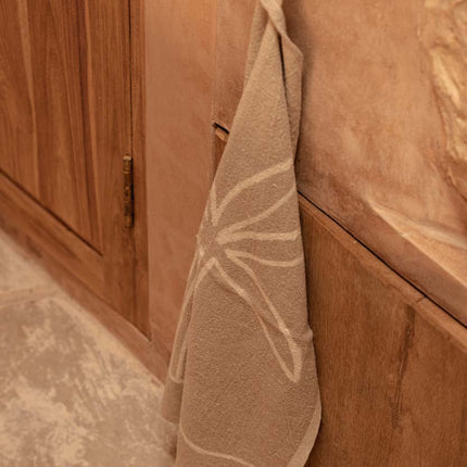 Linnen keukendoek met palmboom - naturel wit - 50x70