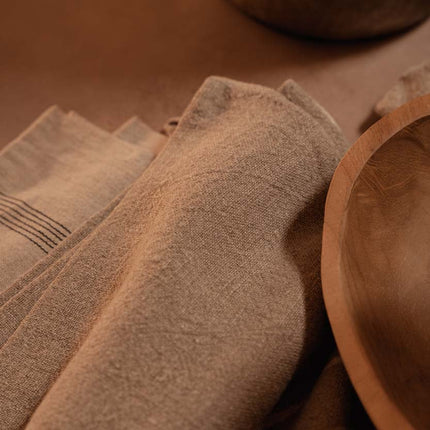 Linnen keukendoek met palmboom - naturel wit - 50x70