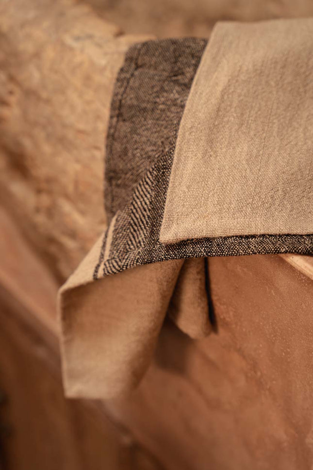 Linnen Moody keukendoek - naturel/zwart - 50x70